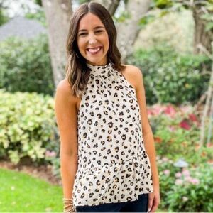 JADE Leopard Print Sleeveless Blouse, EUC!